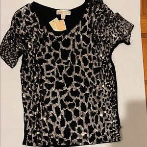 Black and Gold Sequin Women's Top